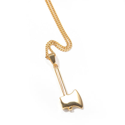 Gold Plated Stainless Steel Statement Pendant Necklace with Cuban Chain - Dagger, Machine Gun, Bow and Arrow, Anchor, Axe Charm Necklace