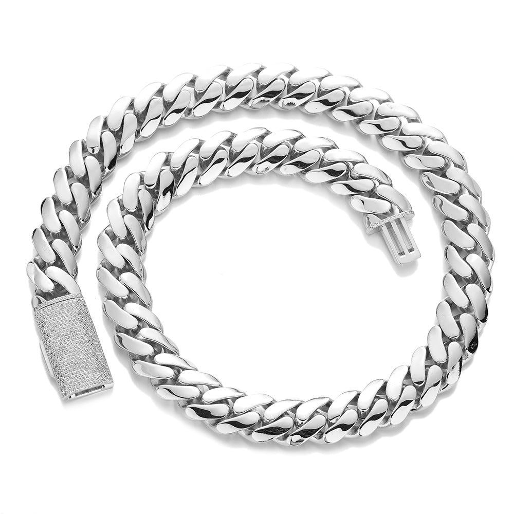 Unisex Cuban Link Chain Bracelet and Necklace, Sparkling Box Clasp, Curb Chain in Multiple Widths
