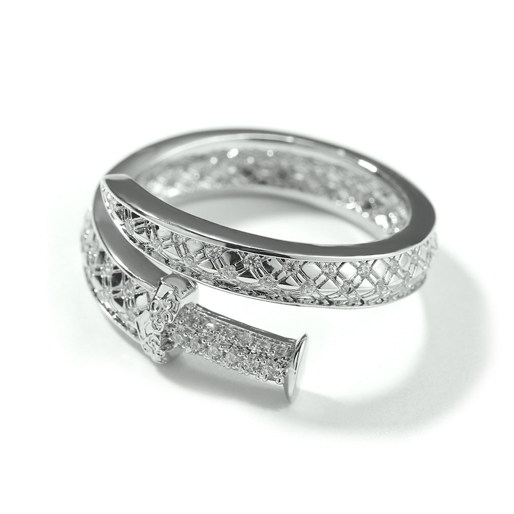 Elegant Cubic Zirconia Line Pattern Copper Bangle Bracelet for Women product image
