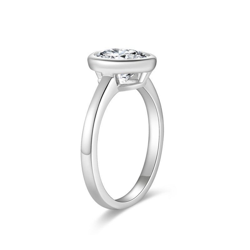 Oval Moissanite Bezel Solitaire Engagement Ring for Women, S925 18K Gold Plated Ring product image