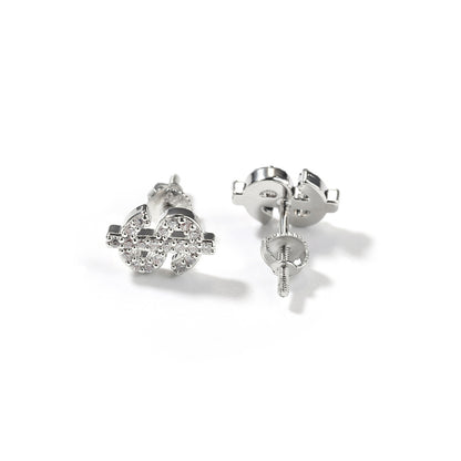 Iced Coin Stud Earrings for Women & Men, Gold or Silver Color Hip Hop Statement Earrings with Crystal Detail