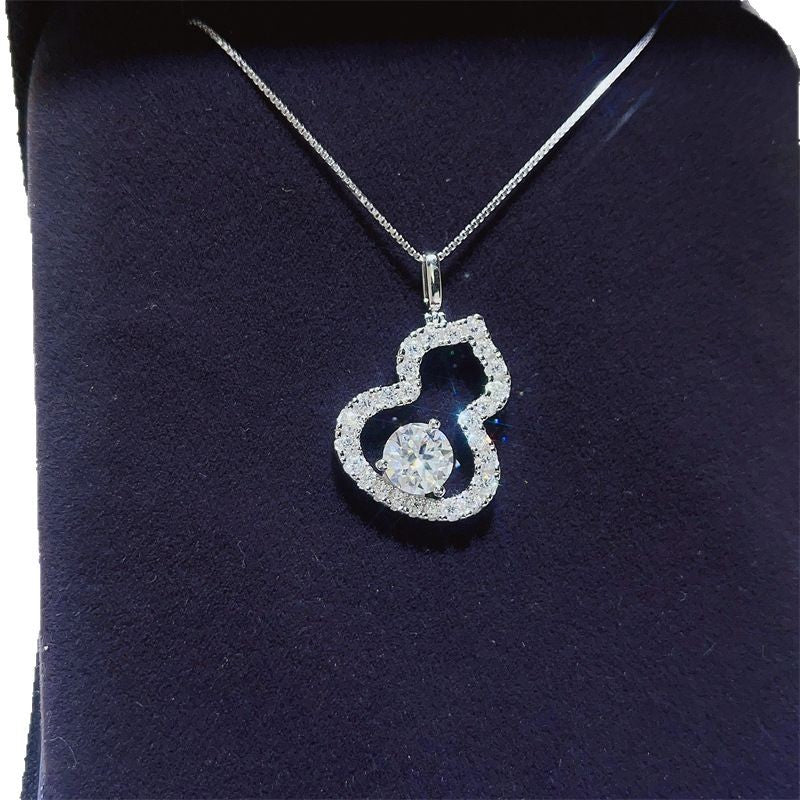 925 Silver Moissanite Gourd Pendant Necklace for Women product image