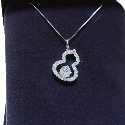 925 Silver Moissanite Gourd Pendant Necklace for Women