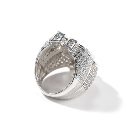 Unisex Iced Cubic Zirconia Statement Ring in Silver or Gold Color