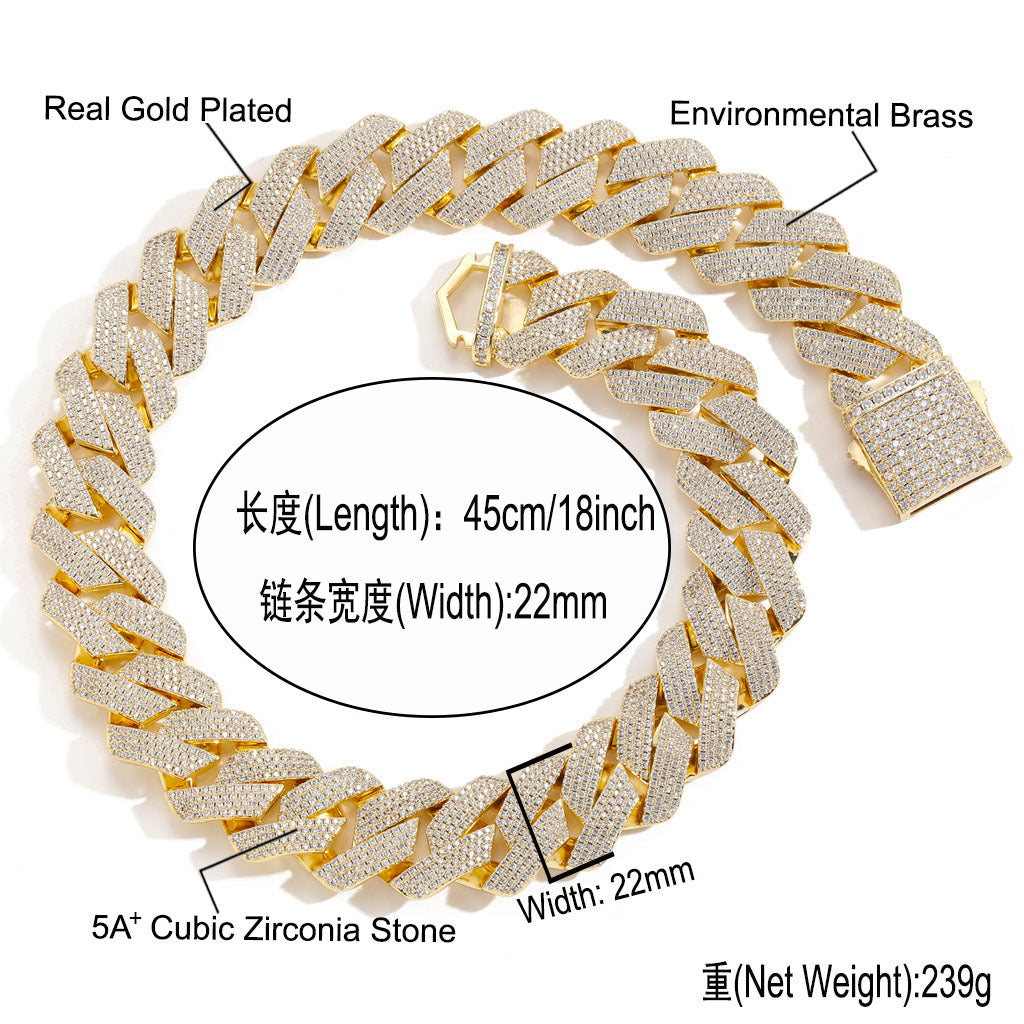 Hip Hop Minimalist Cuban Link Cubic Zirconia Necklace for Men
