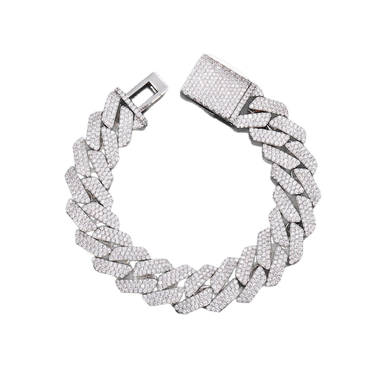 Iced Out 16mm Cuban Link Bracelet for Men and Women - Gold Color Copper Bracelet with Cubic Zirconia product image