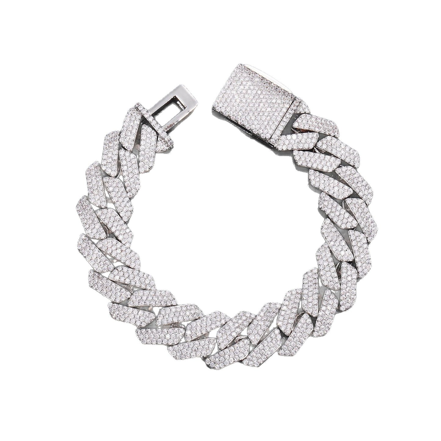 Iced Out 16mm Cuban Link Bracelet for Men and Women - Gold Color Copper Bracelet with Cubic Zirconia product image