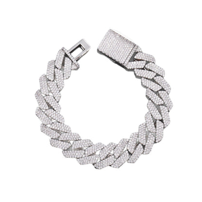 Iced Out 16mm Cuban Link Bracelet for Men and Women - Gold Color Copper Bracelet with Cubic Zirconia