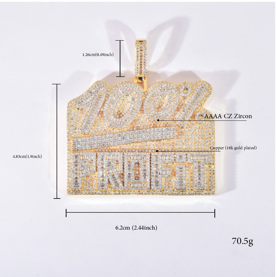 Iced Out 100% Letter Pendant Necklace product image