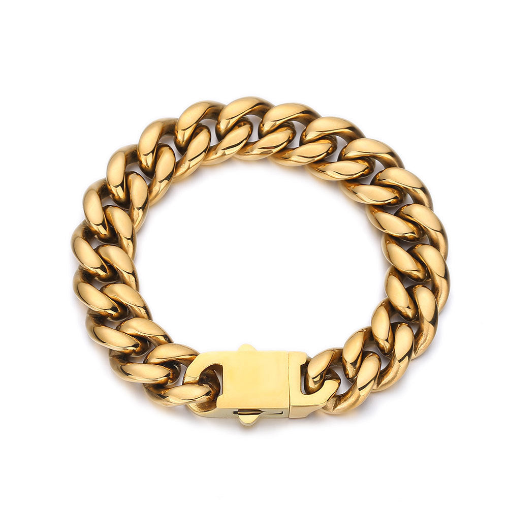 6-18 mm Rounded Polished Cuban Stainless steel Bracelet - CHA010 product image
