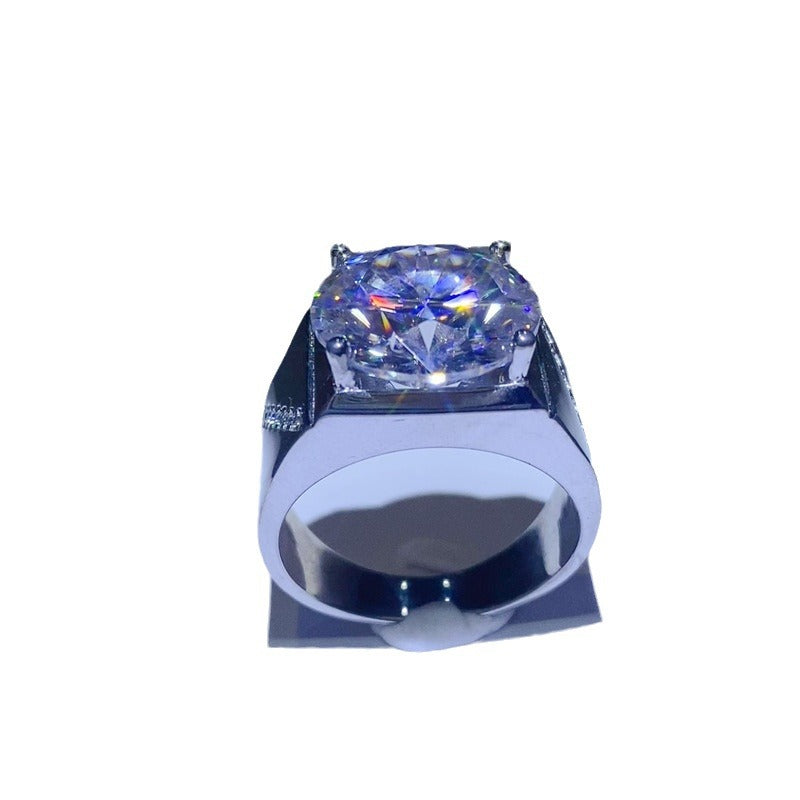 Men’s VVS Moissanite Ring 5 Carat 10 Carat U-Shape Solitaire Statement Ring product image