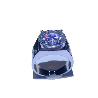 Men’s VVS Moissanite Ring 5 Carat 10 Carat U-Shape Solitaire Statement Ring