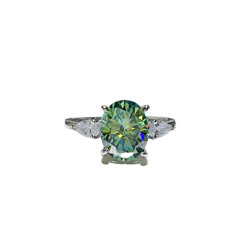 3 Carat Oval Moissanite Ring for Women with Pear Accent Stones product image