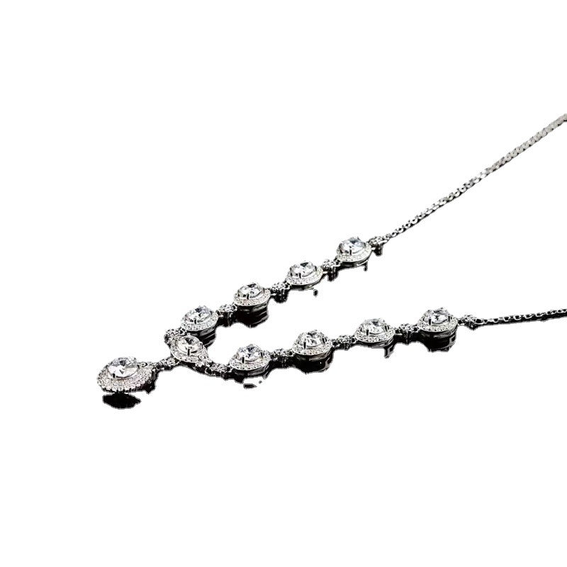 Colorful Moissanite Drop Pendant Necklace for Women, Tear Drop Evening Collar Necklace product image
