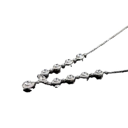 Colorful Moissanite Drop Pendant Necklace for Women, Tear Drop Evening Collar Necklace