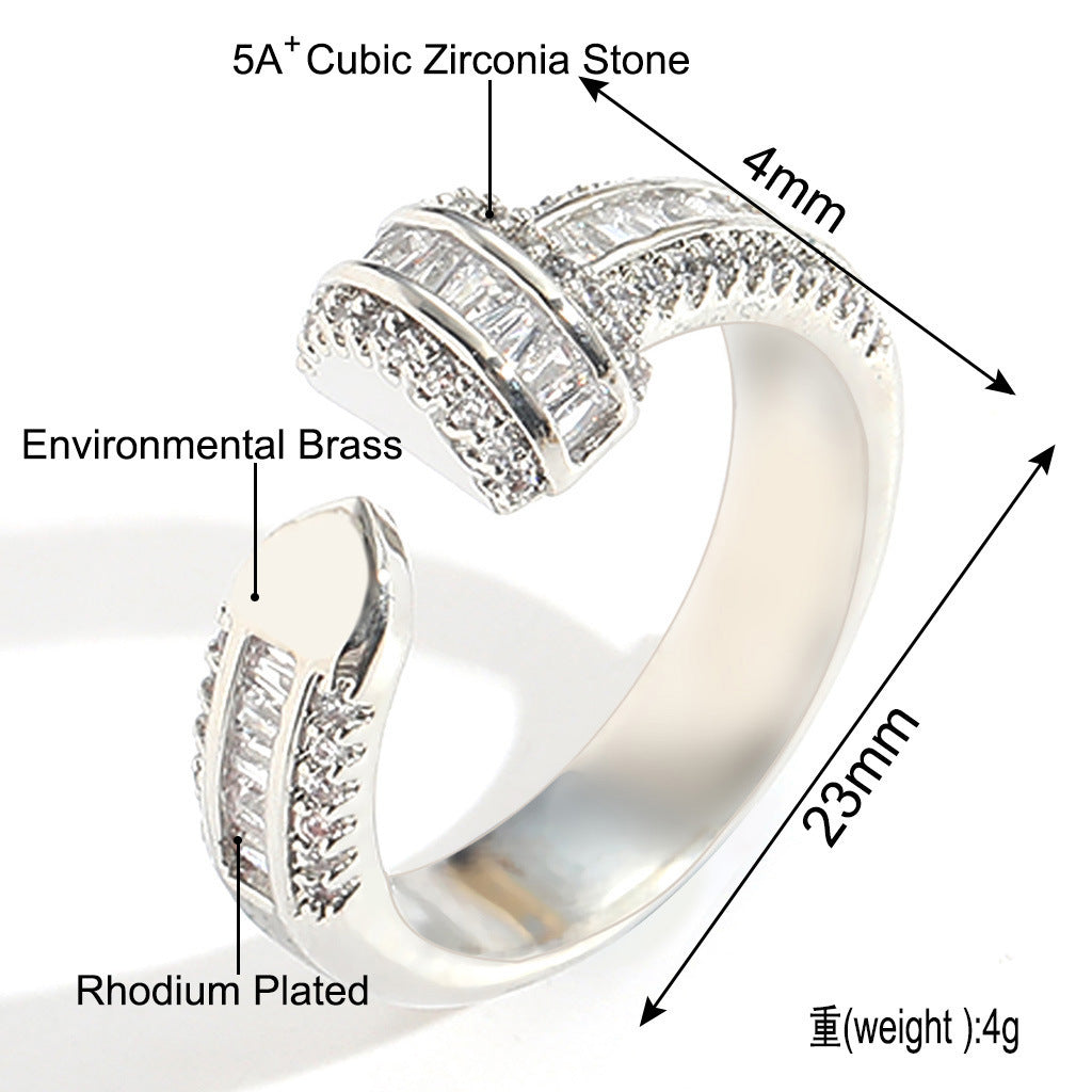 Hip Hop Diamond Shape Cubic Zirconia Ring for Men