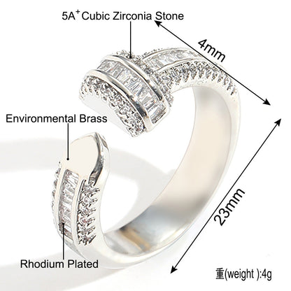 Hip Hop Diamond Shape Cubic Zirconia Ring for Men