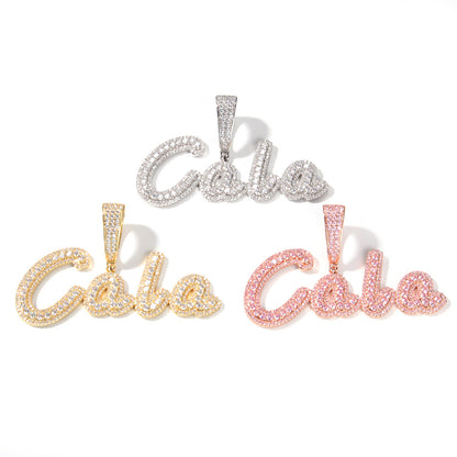 Personalized Bubble Letter Necklace with Cubic Zirconia Pendant for Women - Gold, Silver & Rose Gold Initial or Number Chain