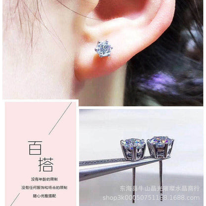 Moissanite Jewelry Set - 6-Prong Solitaire Ring, Pendant & Stud Earrings