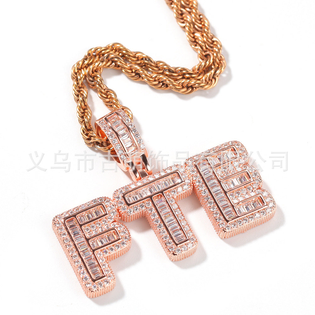 Personalized Iced Letter Necklace with Cubic Zirconia Custom Name Pendant Chain for Women & Men