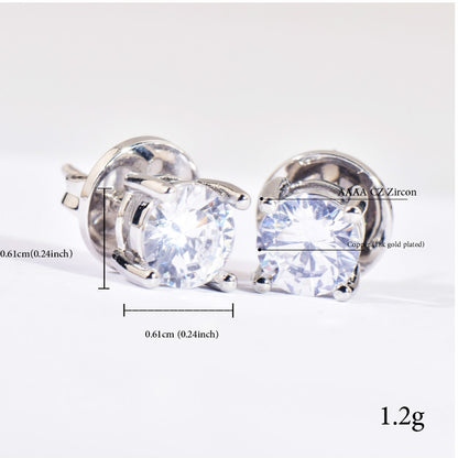 Round Cubic Zirconia Stud Earrings