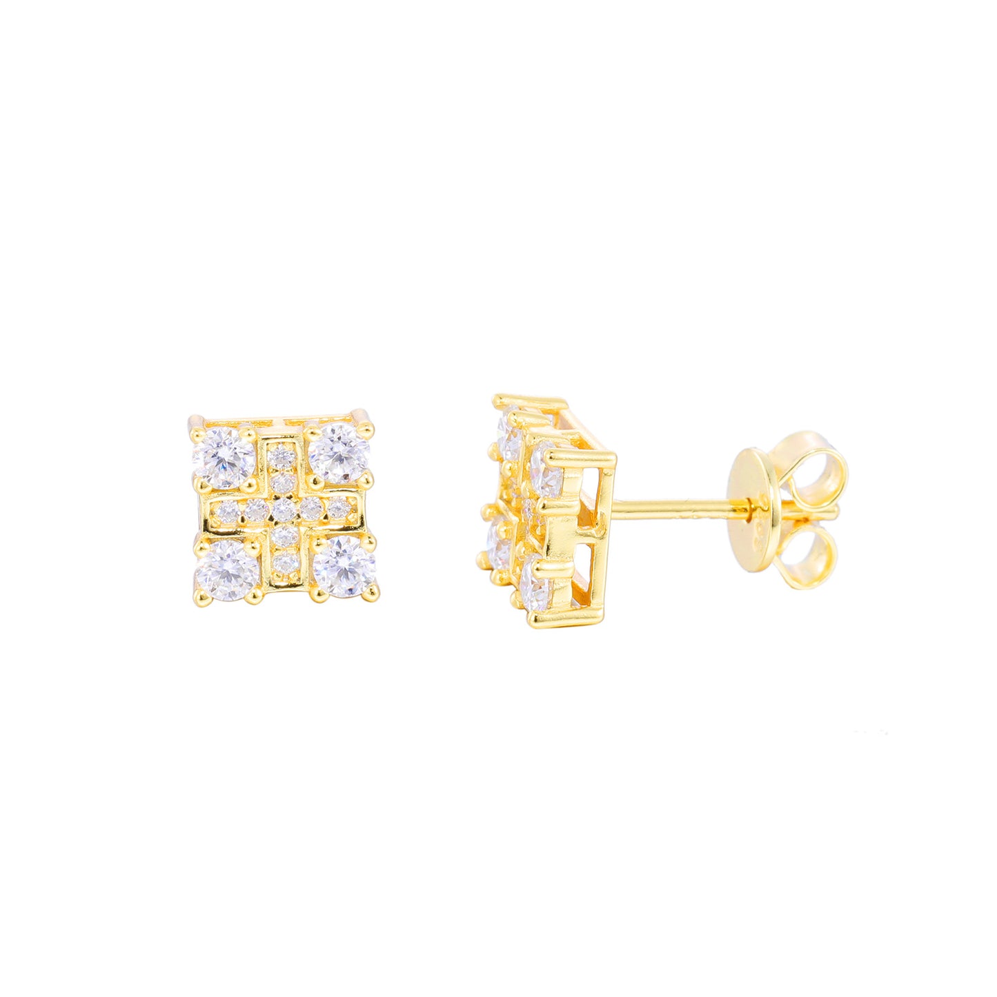 Moissanite Geometric Square Stud Earrings, Iced Out Hip Hop Ear Studs, Unisex Unbranded product image