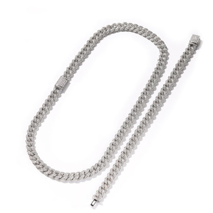 Iced Out Cuban Link Bracelet and Necklace Set for Women and Men, Silver or Gold Color Crystal Chain Jewelry