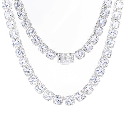 Iced Out Princess Cut Cubic Zirconia Tennis Chain Necklace for Men & Women