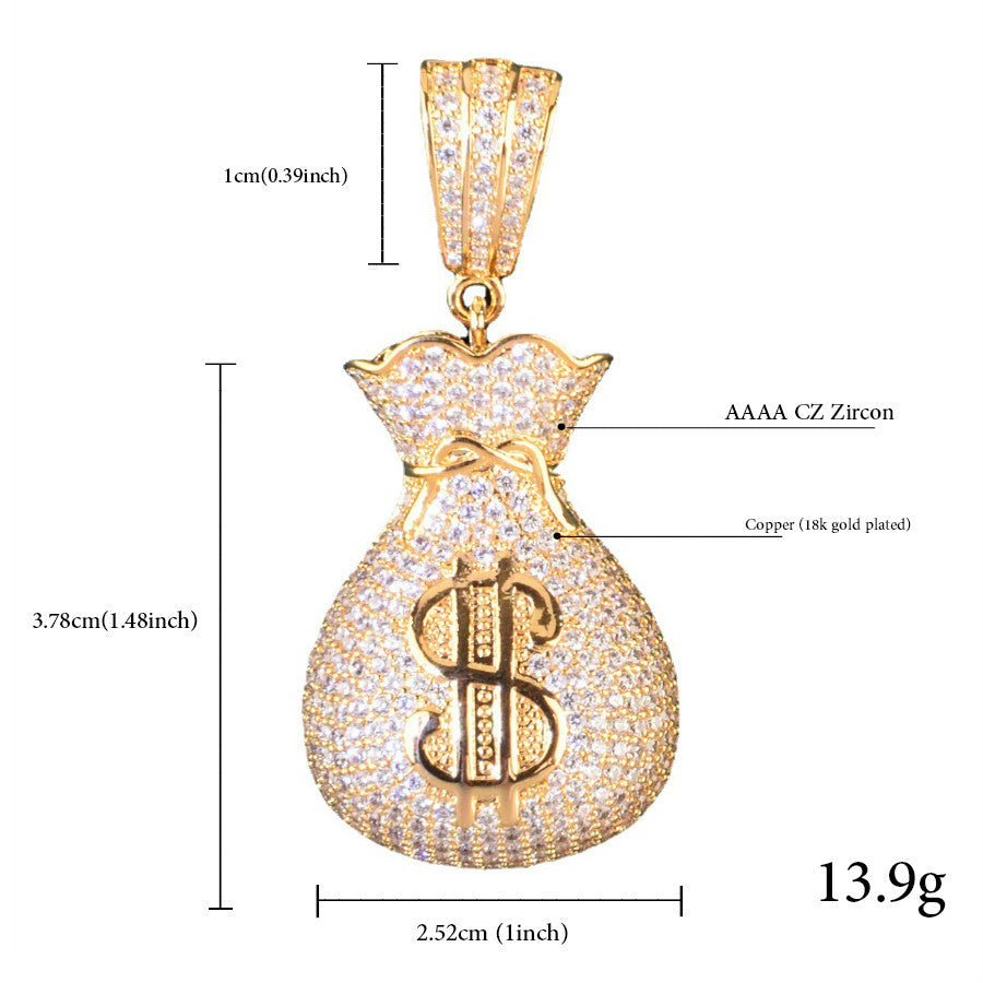 Iced Out Money Bag Pendant Necklace product image