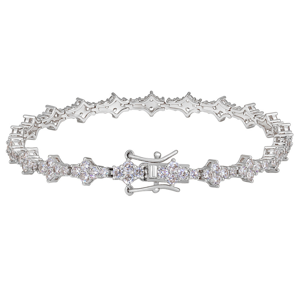 6.5 mm Cluster CZ Tennis Hip Hop Bracelet with Copper Base - CHA203 product image
