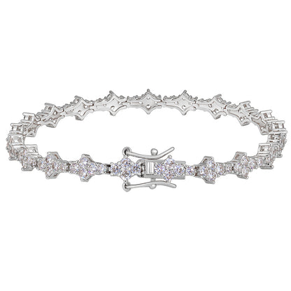 6.5 mm Cluster CZ Tennis Hip Hop Bracelet with Copper Base - CHA203