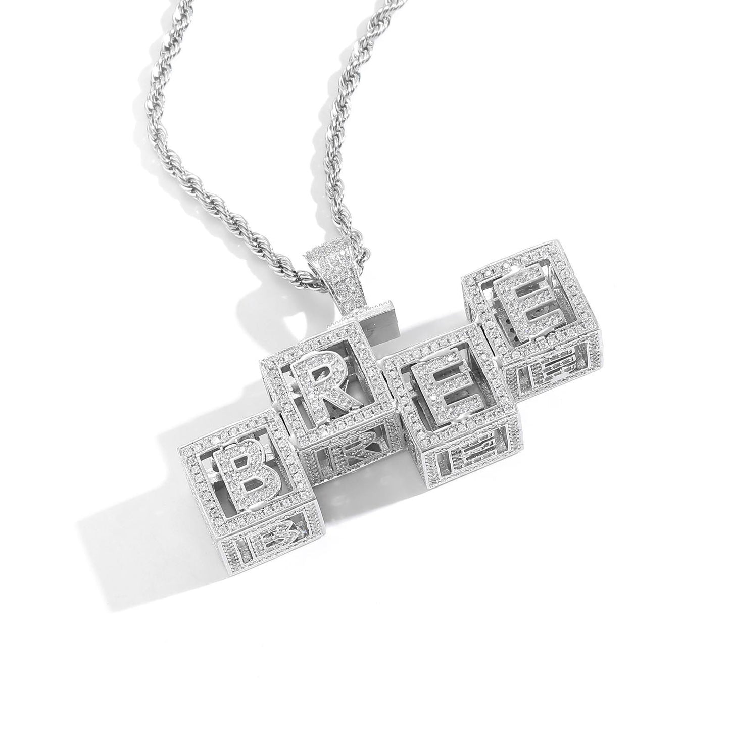 Hip Hop Letter Stainless Steel Pendant Necklace for Men and Women
