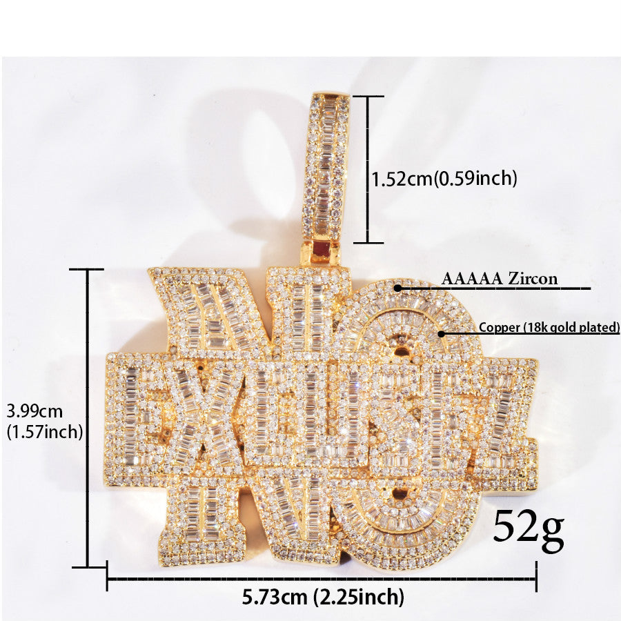 Iced Out Letter Pendant Necklace for Men