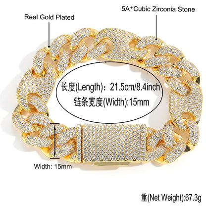 Hip Hop Heart Cubic Zirconia Bracelet for Men and Women