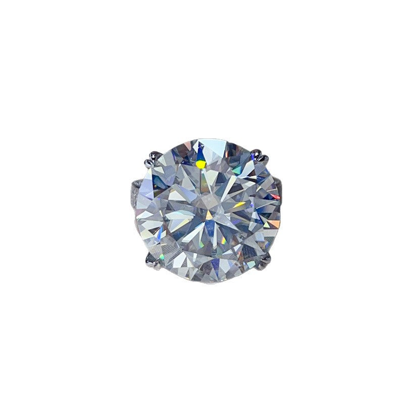 20 Carat Moissanite Ring for Women – Oversized Round Solitaire Engagement Ring product image