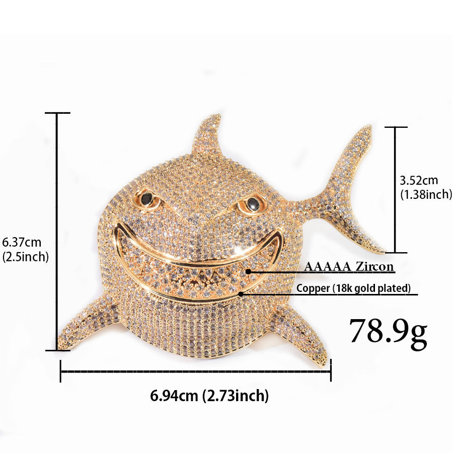Iced Out Shark Pendant Necklace