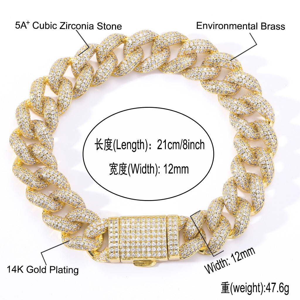 Hip Hop Cuban Link Bubble Copper Bracelet for Men