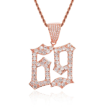 Hip Hop Number Cubic Zirconia Pendant Necklace for Men and Women