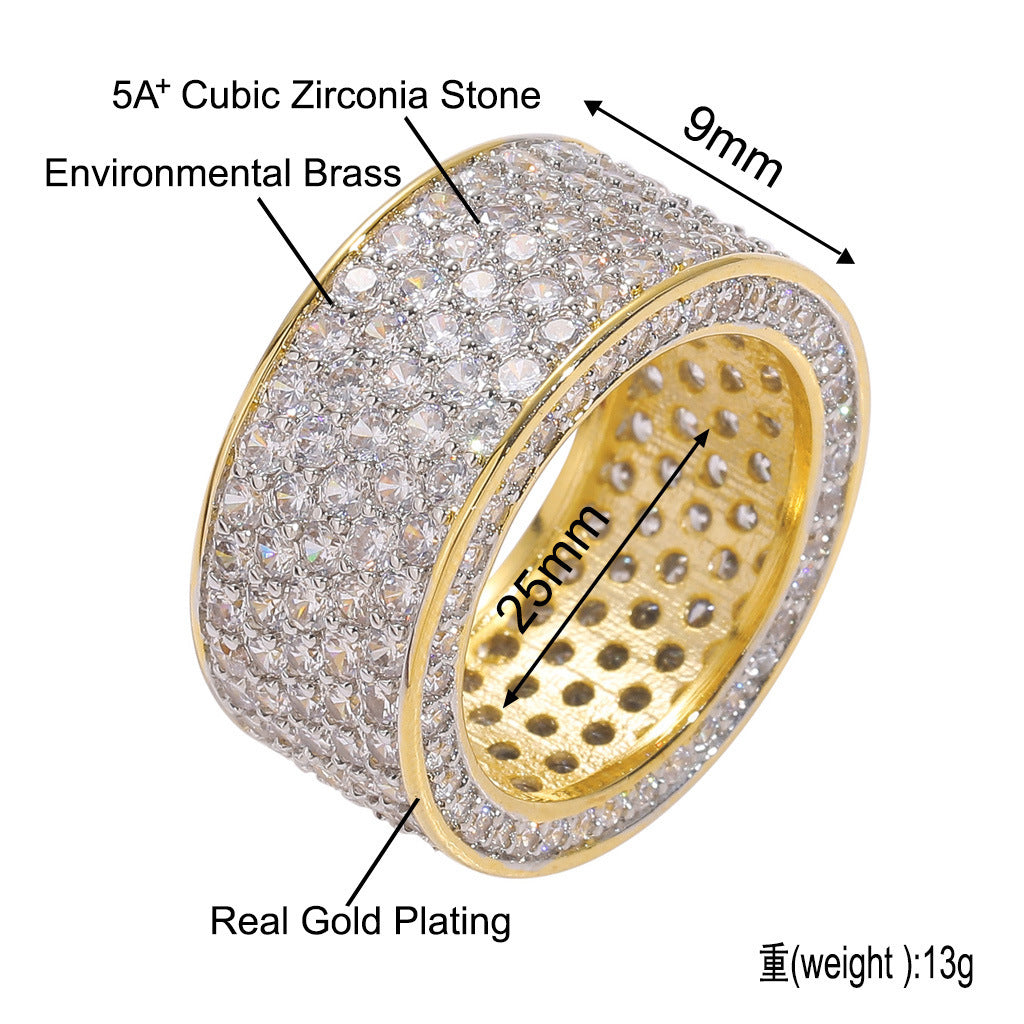 Hip Hop Minimalist Fashion Cubic Zirconia Ring for Men