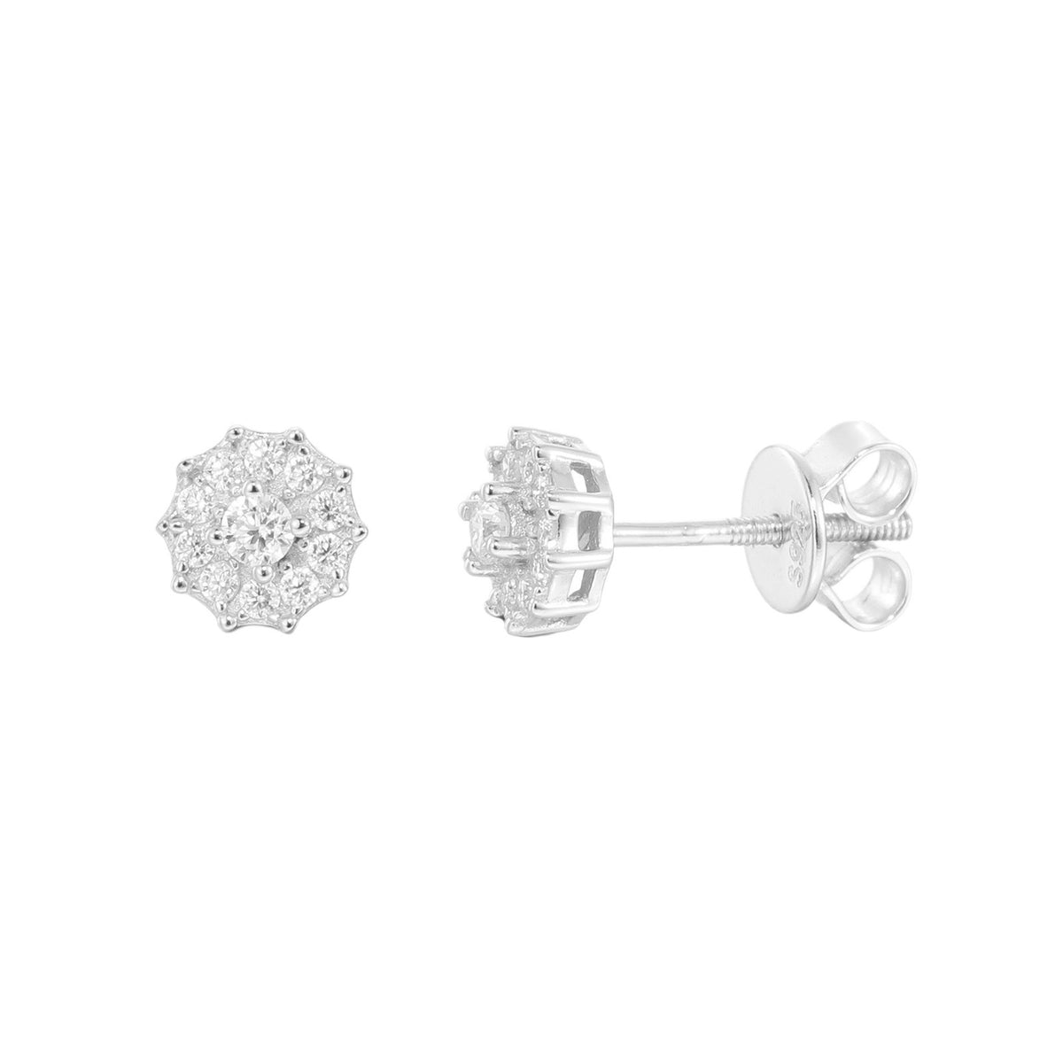 Unisex Round Moissanite Stud Earrings in Gold Tone or White Gold Tone, Iced Out Micro Pave Hip Hop Earrings product image