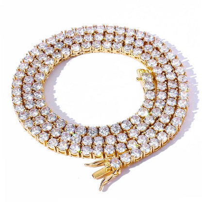4-8 mm Round CZ Tennis Hip Hop Necklace with Copper Base - CHA003