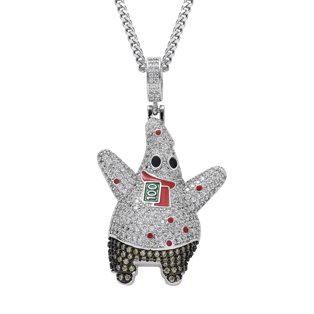 Geometric Round Cubic Zirconia Pendant Necklace for Men and Women