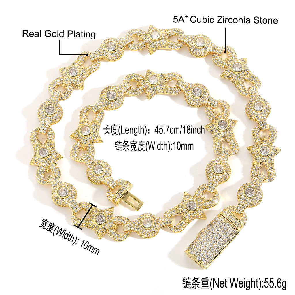 Hip Hop Geometric Diamond Shape Cuban Link Copper Bracelet for Men