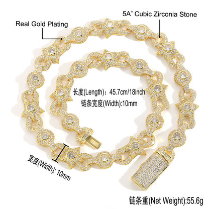 Hip Hop Geometric Diamond Shape Cuban Link Copper Bracelet for Men