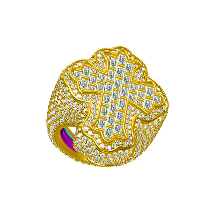 Unisex Iced Out Cross Statement Ring