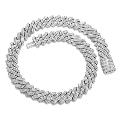 20mm Iced Cuban Link Chain Necklace & Bracelet, Cubic Zirconia Inlay, Unisex