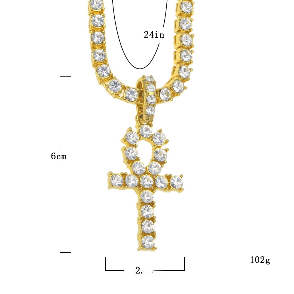 Iced Out Cross Pendant Necklace for Women & Men – Cubic Zirconia Hip Hop Chain in Gold, Silver & Black product image