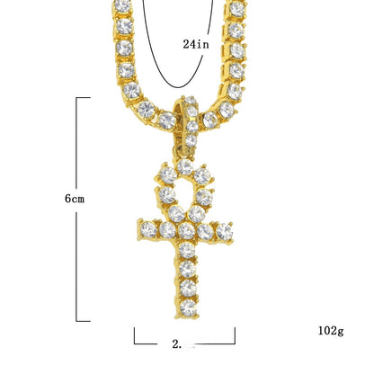 Iced Out Cross Pendant Necklace for Women & Men – Cubic Zirconia Hip Hop Chain in Gold, Silver & Black