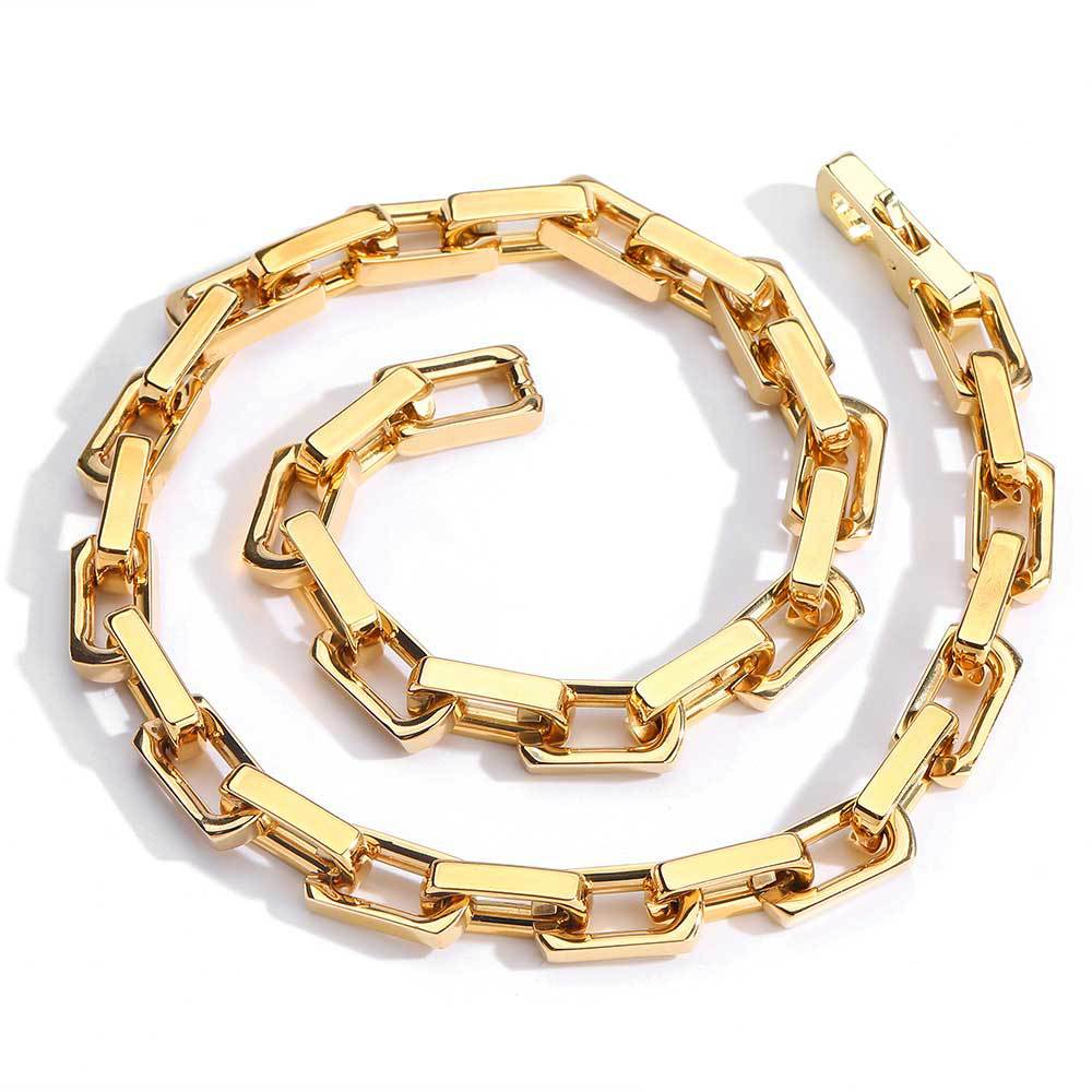 9 mm Polished Rectangular Link Hip Hop Necklace or Bracelet with Stainless steel Base - CHA261 product image