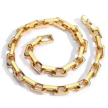 9 mm Polished Rectangular Link Hip Hop Necklace or Bracelet with Stainless steel Base - CHA261